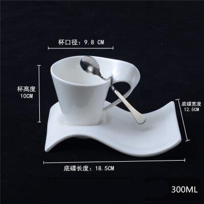 Creative Wavy Ceramic Coffee Cup with Tray - Trendha