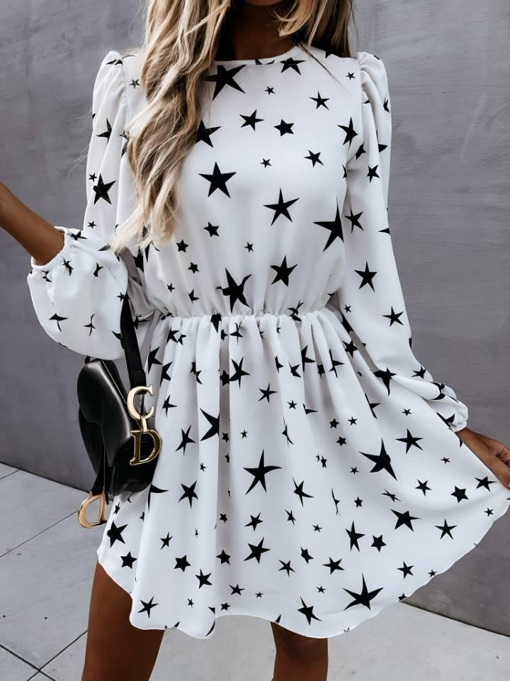 New European And American Star Print Dress - Trendha