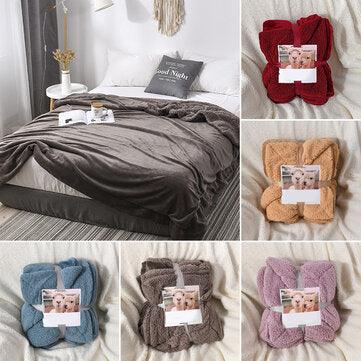 Polar Flannel Warm Blanket Berber Fleece Large Thicken Blanket for Sofa Bed Lounge - Trendha