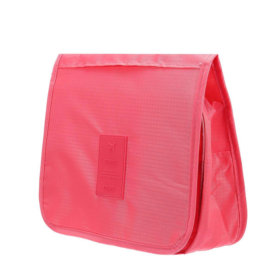 Solid Color Foldable Travel Bag for Toiletries Hanging Toiletry Bag Portable Finishing Cosmetic Bag - Trendha