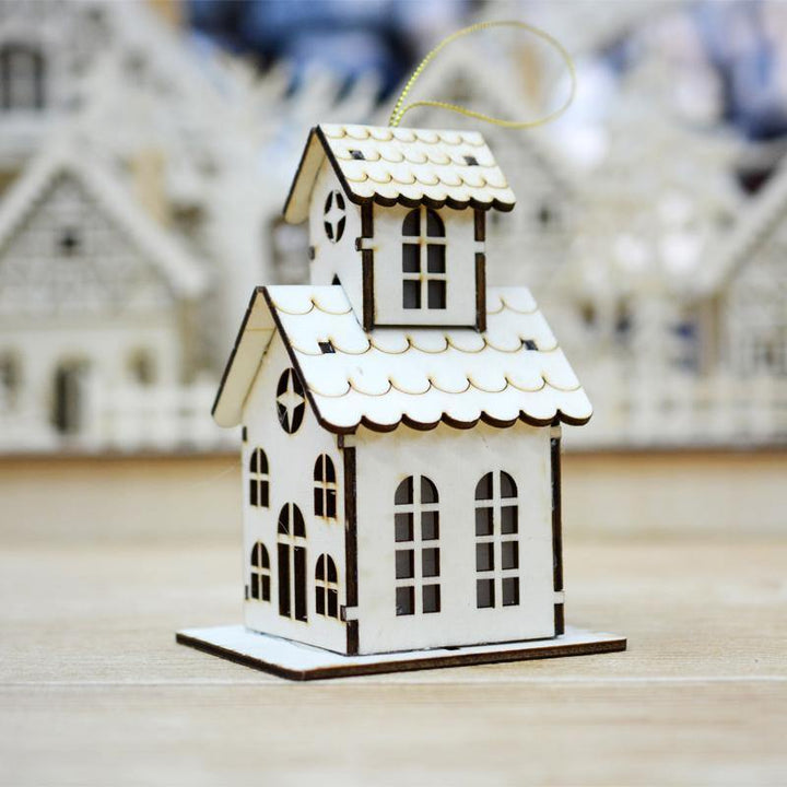 LED Light Wood House Cute Christmas Assembly Party Ornaments Holiday Decorations - Trendha
