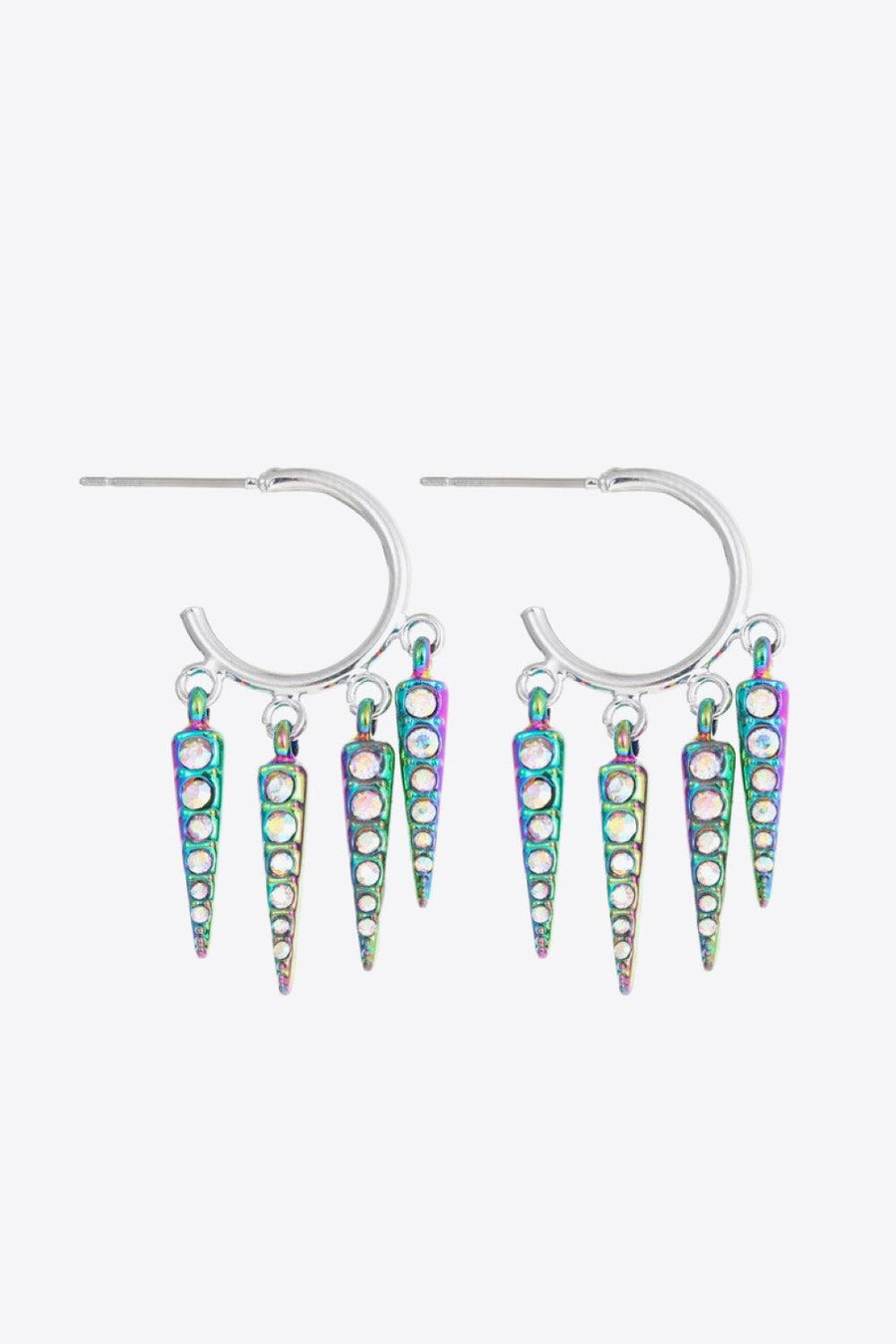 Multicolored Rhinestone Geometric Earrings - Trendha
