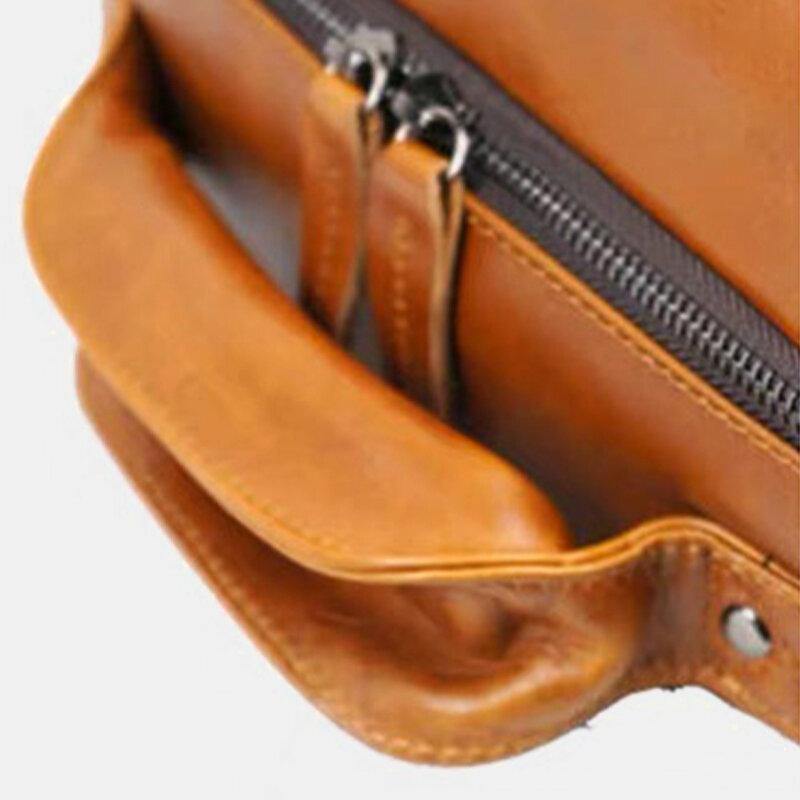 Men Faux Leather Large Capacity Casual Business Retro Fashion 13.3 Inch Laptop Bag Backpack - Trendha