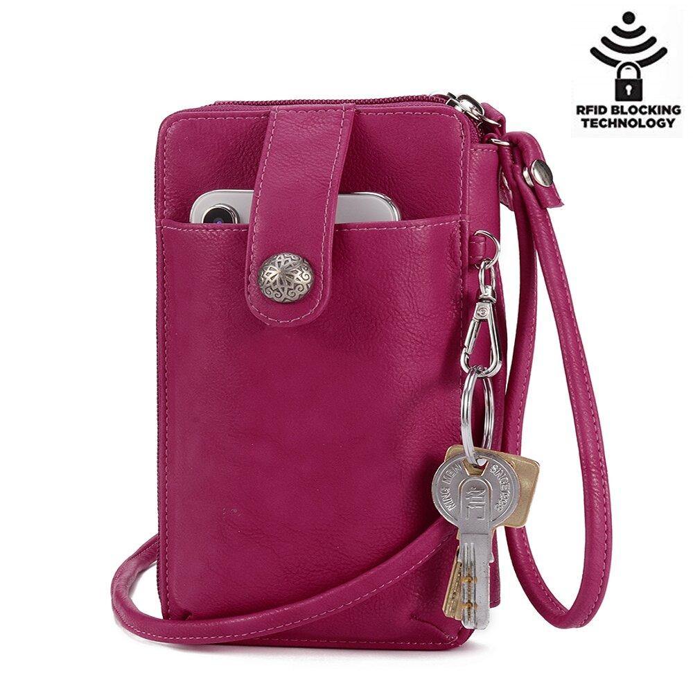 Brenice Women RFID Card Bag Solid Crossbody Bag Phone Bag Card Holder - Trendha