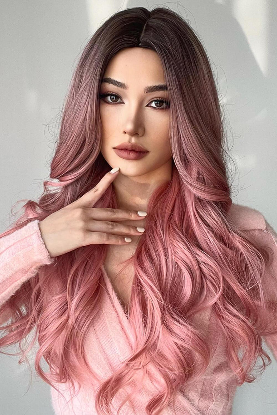 Fashion Wave Synthetic Long Wigs in Pink 26'' - Trendha
