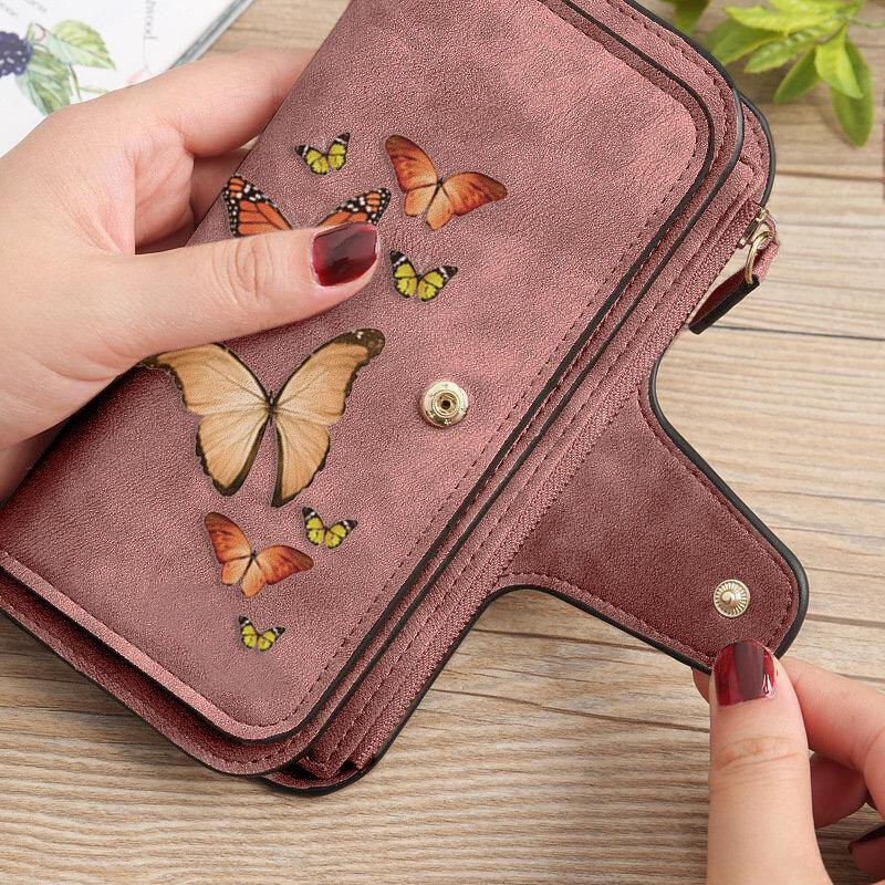 Women Butterfly Wallet Purse 14 Card Slot Phone Bag - Trendha