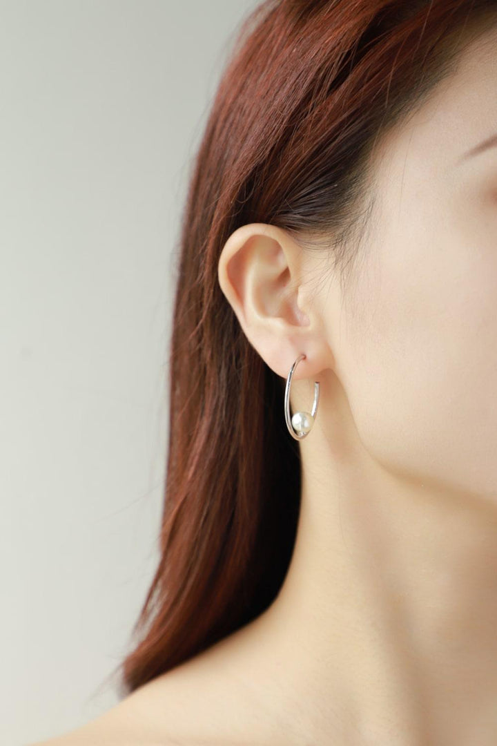 Pearl C-Hoop Earrings - Trendha