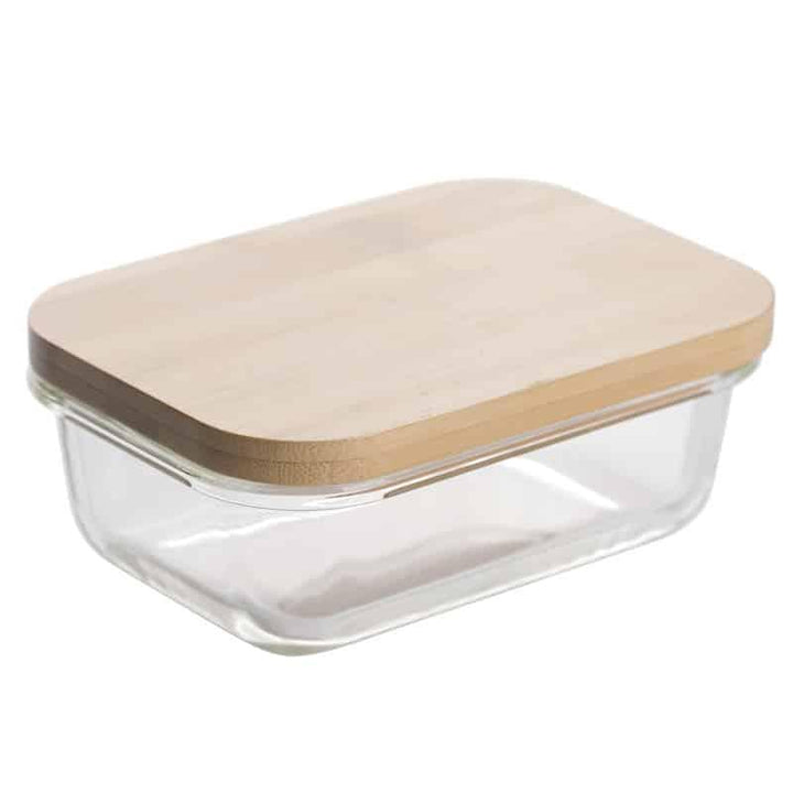 Glass Lunch Box with Bamboo Wood Lid - Trendha