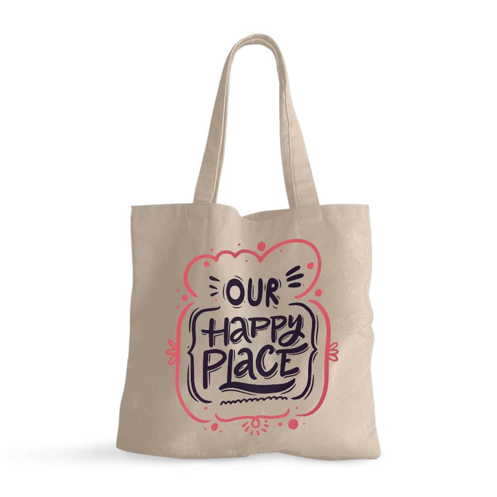 Our Happy Place Small Tote Bag - Themed Shopping Bag - Cool Design Tote Bag - Trendha
