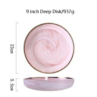 Pink Marbe Designed Porcelain Dinner Plates - Trendha