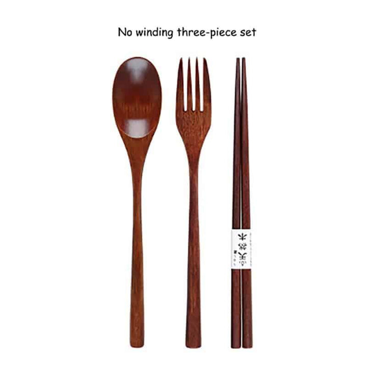 Portable Wooden Cutlery Set with Cloth Bag - Trendha