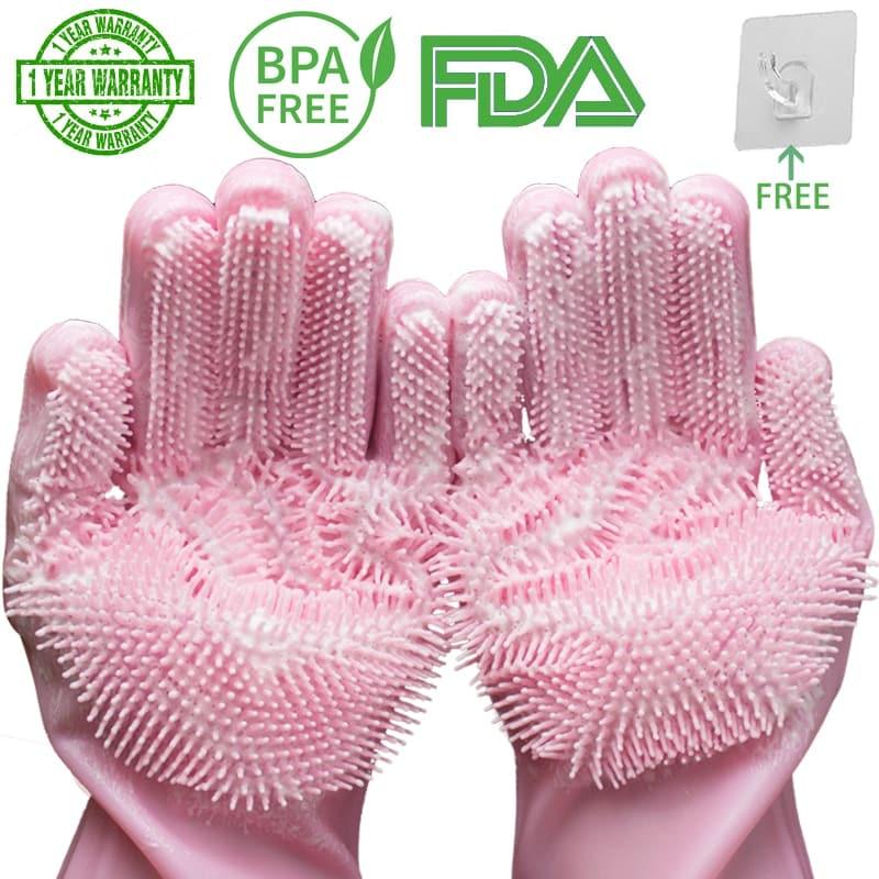 Silicone Dishwashing Scrubber Gloves - Trendha